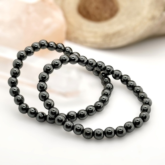 Terahertz Stone 6mm Hand Beaded Healing Bracelet Unisex - Picture 4 of 6